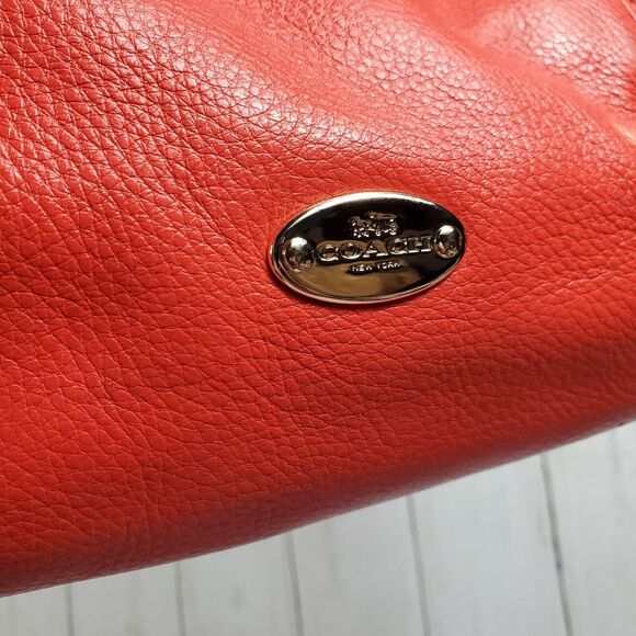 Coach Isabelle Pebbled Leather Hobo CrossBody Tote Purse Scout Burnt Orange READ - Picture 5 of 16